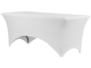 Rectangular table with white stretch cover